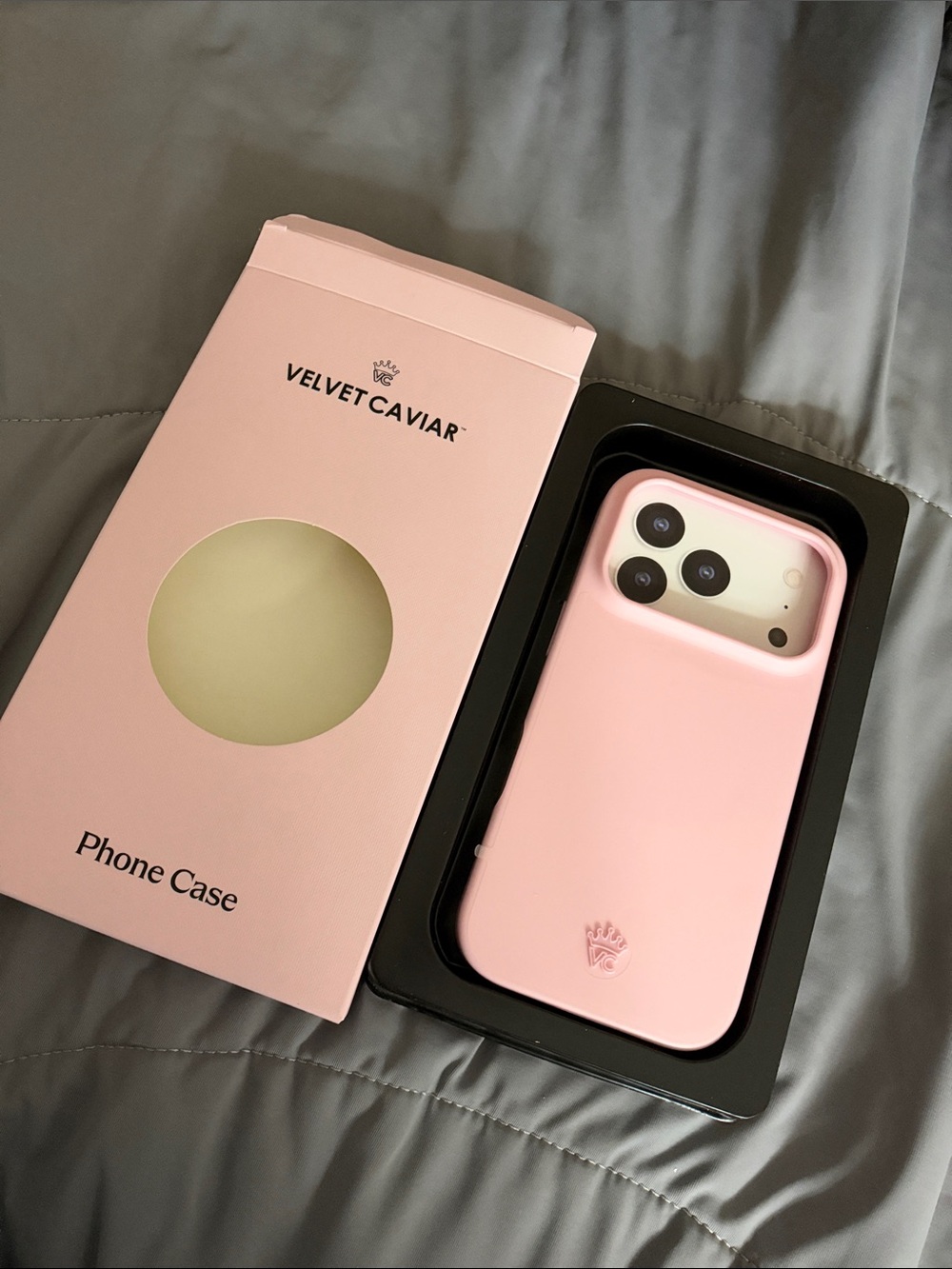 Velvet Caviar Soft Pink Silicone Phone Case with Logo